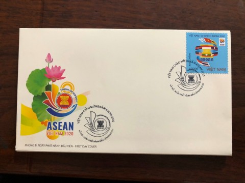 FDC tem phát hành đầu tiên " VIỆT NAM CHÀO MỪNG NĂM ASEAN 2020
