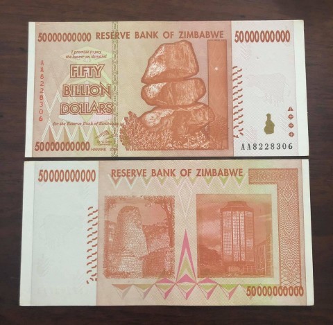 Tiền lạm phát Zimbabwe 50 tỷ Dollars