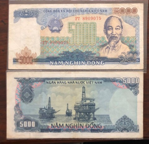 [Bộ hiếm 1987] Tờ 5000 đồng 1987 Giàn khoan dầu ở Vũng Tàu