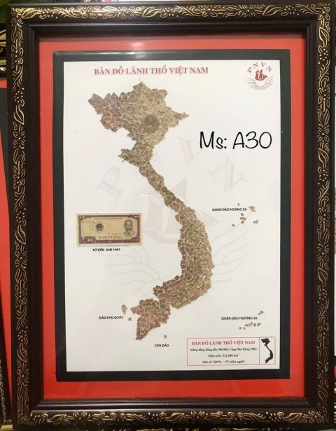 [Bản đồ VN] 30 đồng bến cảng Nhà Rồng 1981, xé dán thủ công bản đồ Việt Nam