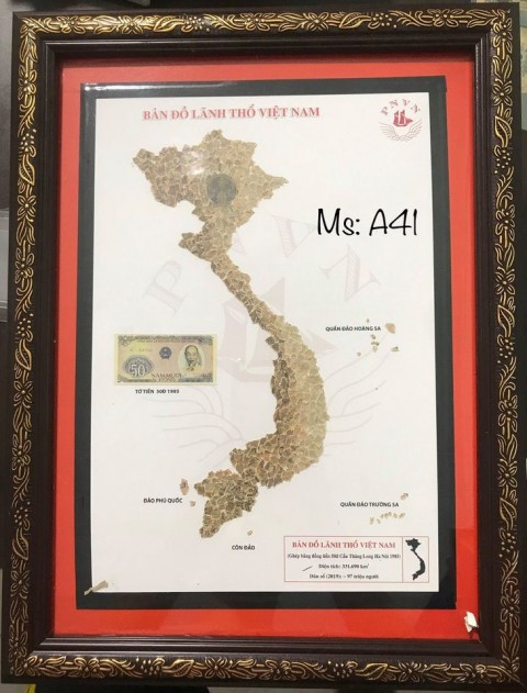 [Bản đồ VN] 50 đồng cầu Thăng Long Hà Nội 1985, xé dán thủ công bản đồ Việt Nam