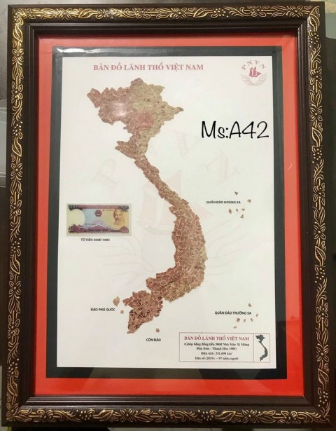 [Bản đồ VN] 500 đồng nhà máy xi măng Bỉm Sơn - Thanh Hóa 1985, xé dán thủ công bản đồ Việt Nam