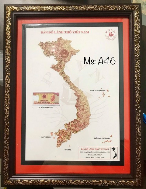 [Bản đồ VN] 10000 đồng Vịnh Hạ Long 1993, xé dán thủ công bản đồ Việt Nam