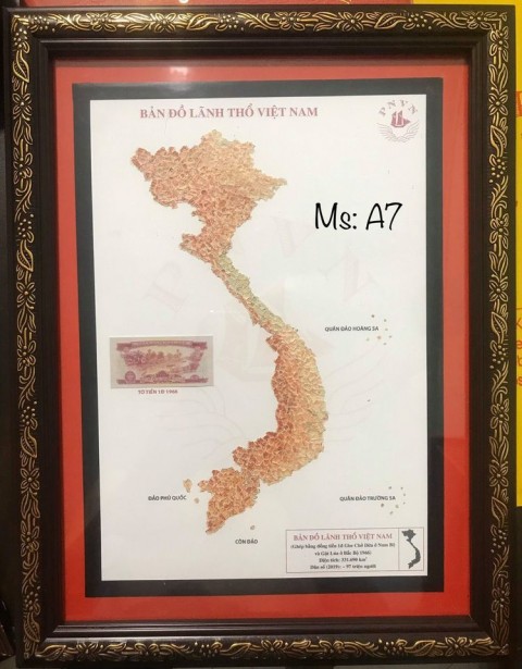 [BẢN ĐỒ VN] 1 đồng 1966, xé dán thủ công bản đồ Việt Nam