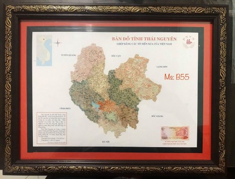 Bản đồ tỉnh Thái Nguyên xé dán thủ công
