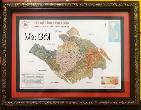 Bản đồ  tỉnh Vĩnh Long xé dán thủ công