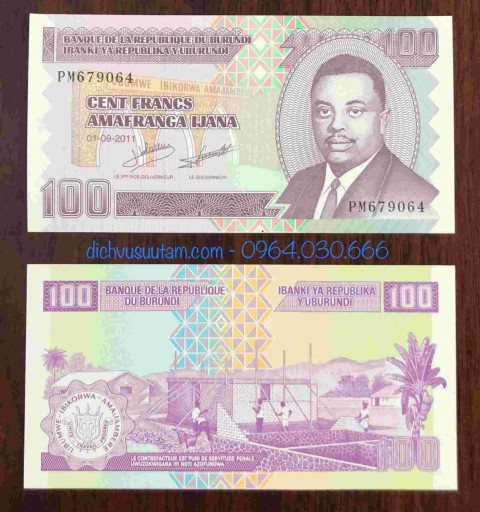 Tiền Burundi 100 Francs 2011