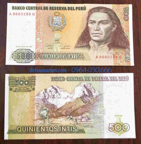 Tiền Peru 500 Intis 1987