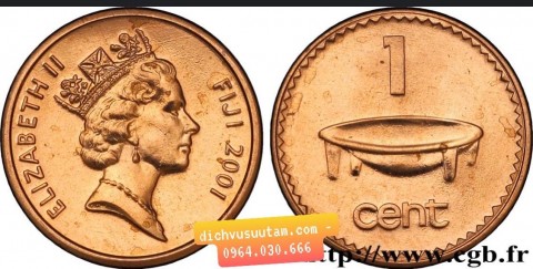 Đồng xu Fiji 1 Cent Nữ Hoàng Elizabeth II 17.5mm