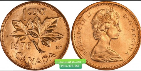 Đồng xu 1 Cent Canada Nữ Hoàng Elizabeth II 19.1mm