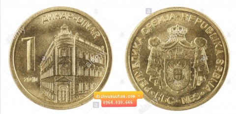 Đồng xu Serbia 1 Dinar 20mm