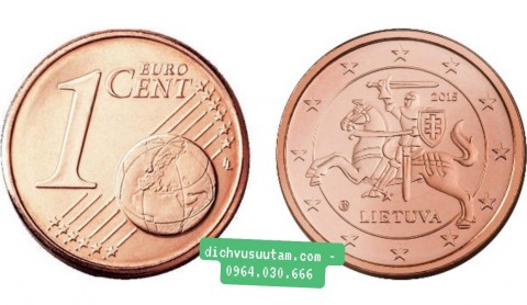 Đồng xu Lithuania 1 Cent 16.2mm