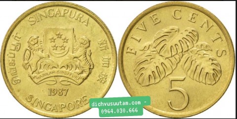 Đồng xu Singapore 5 cent phiên bản cũ 16.75mm