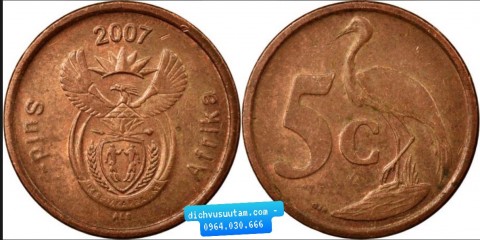 Đồng xu Nam Phi 5 Cent 21mm