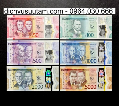 Bộ tiền Jamaica polymer 6 mệnh giá khác nhau sưu tầm
