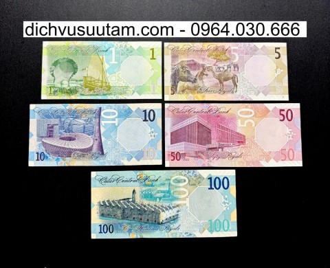 Bộ tiền lưu hành Qatar 5 mệnh giá khác nhau sưu tầm