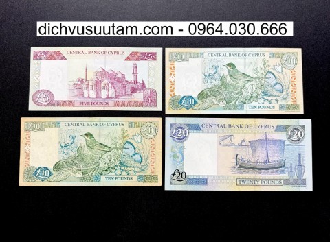 Bộ tiền xưa đảo Síp 4 mệnh giá khác nhau sưu tầm