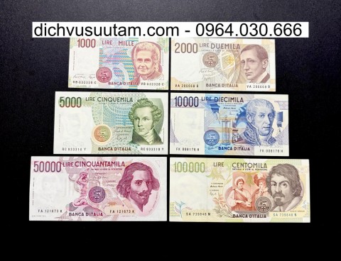 Bộ tiền xưa Ý 6 mệnh giá khác nhau sưu tầm