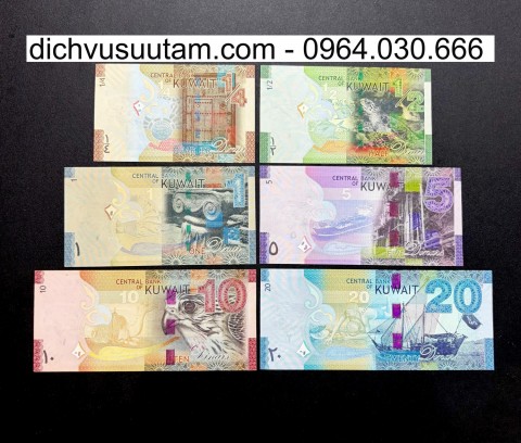 Bộ tiền lưu hảnh Kuwait 6 mệnh giá khác nhau sưu tầm