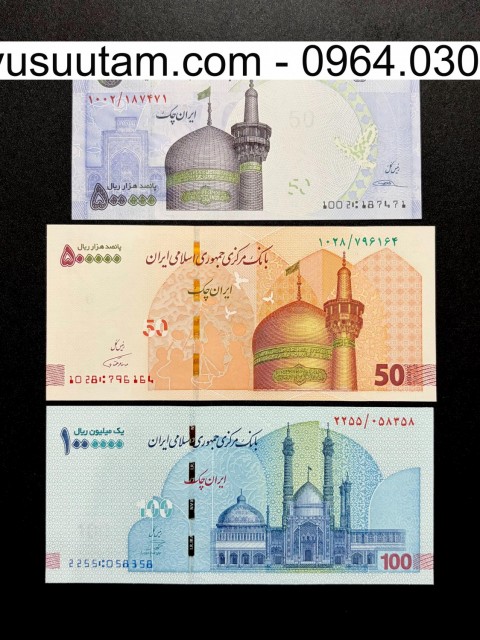 Combo 3 tờ tiền xưa Iran khác nhau sưu tầm