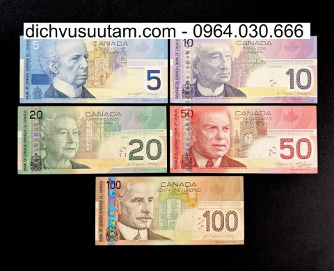 Bộ tiền Canada phiên bản cũ 5 mệnh giá khác nhau