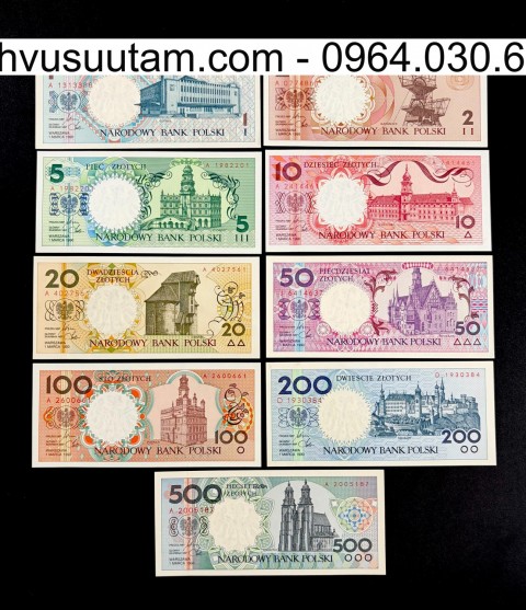Bộ tiền xưa Ba Lan 9 mệnh giá khác nhau sưu tầm
