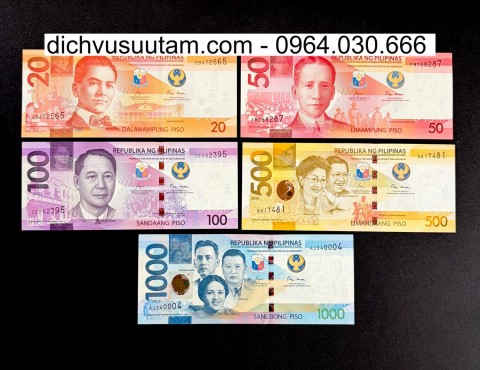 Bộ tiền lưu hành Philippines 5 mệnh giá khác nhau sưu tầm