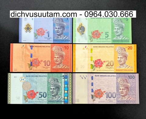 Bộ tiền lưu hành Malaysia 6 mệnh giá khác nhau sưu tầm