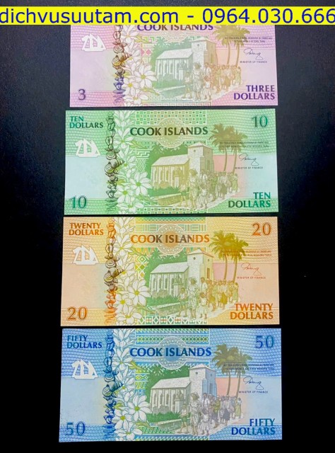 Bộ tiền Cook Islands 4 mệnh giá khác nhau sưu tầm