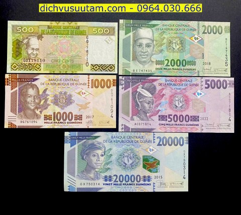 Bộ tiền lưu hảnh Guinea 5 mệnh giá khác nhau sưu tầm