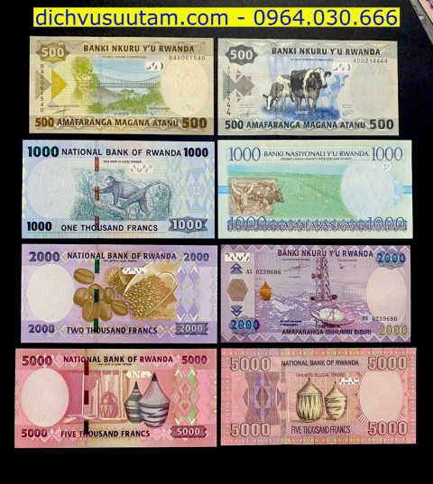 Combo 2 bộ tiền Rwanda phiên bản mới và phiên bản cũ sưu tầm