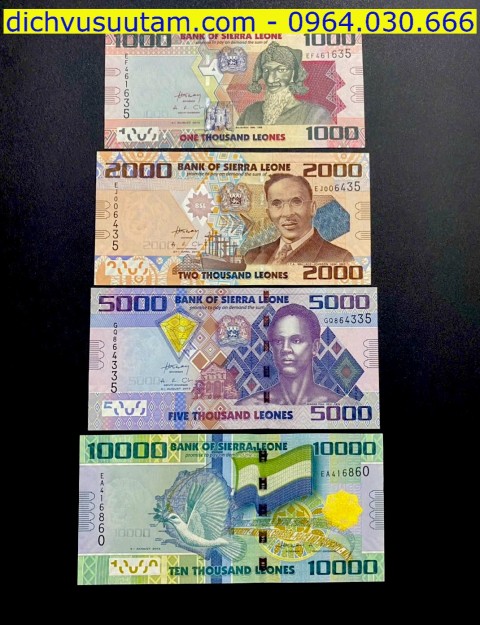 Bộ tiền xưa Sierra Leone 4 mệnh giá khác nhau sưu tầm