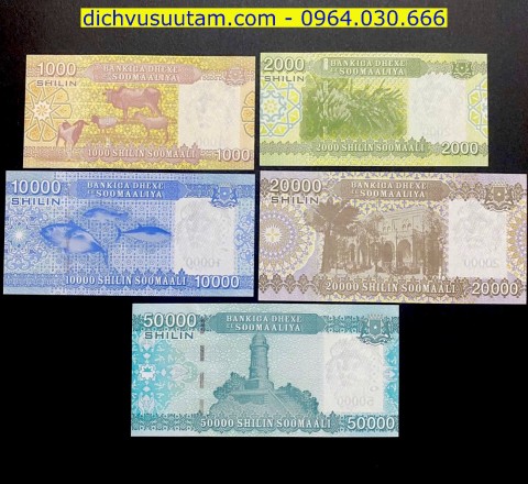 Bộ tiền Somalia 5 mệnh giá khác nhau sưu tầm