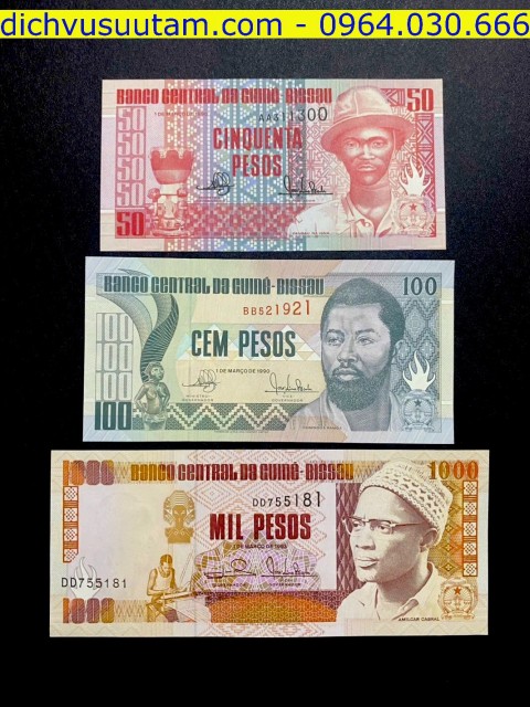 Combo 3 tờ tiền Guinea Bissau khác nhau sưu tầm