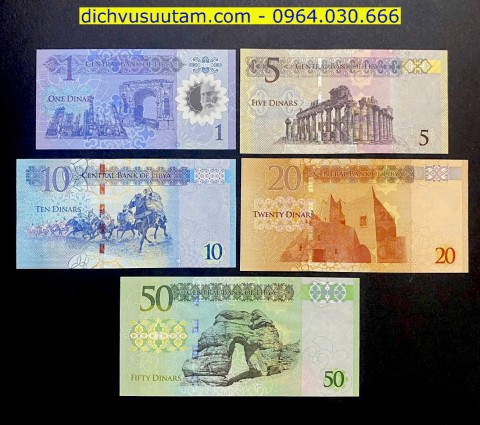 Bộ tiền lưu hành Libya 5 mệnh giá khác nhau sưu tầm