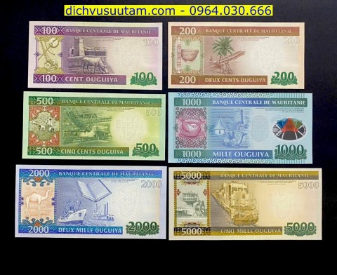 Bộ tiền Mauritania 6 mệnh giá khác nhau sưu tầm